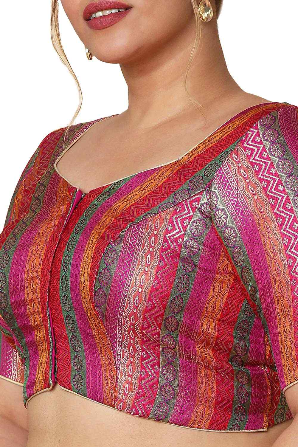 Buy Purple Brocade Readymade Saree Blouse Online - KARMAPLACE