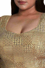 Buy Women's Gold Art Silk Readymade Saree Blouse Online - Zoom In