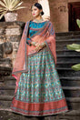 Satin Embroidery Lehenga in Sky Blue