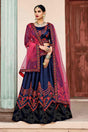 Satin Embroidery Lehenga in Navy Blue