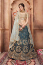 Buy Women's Art Silk Zardosi Lehenga in Teal Blue