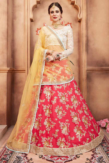 Buy Women's Art Silk Thread Design Lehenga in Red