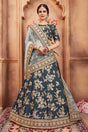 Buy Women's Art Silk Zardosi Lehenga in Dark Grey