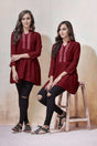 Buy Rayon Embroidered Top in Maroon