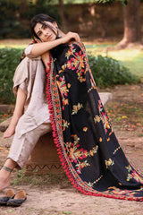 Buy Women's Khadi Embroidered Dupatta in Black