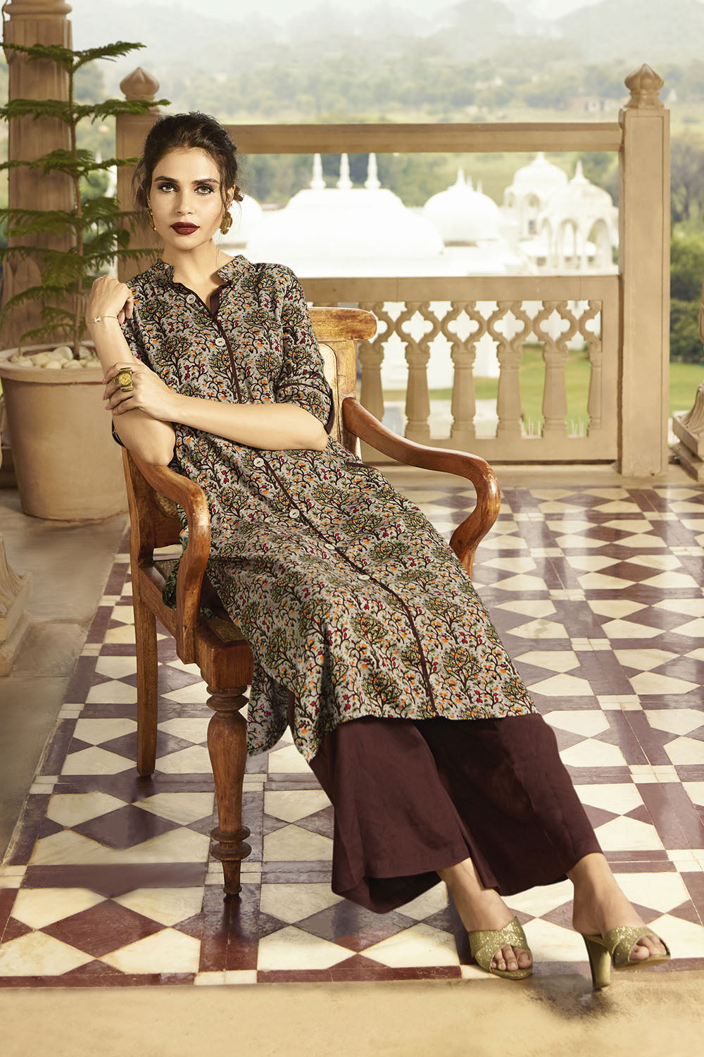 Buy Women's Rayon Printed Kurta in Grey