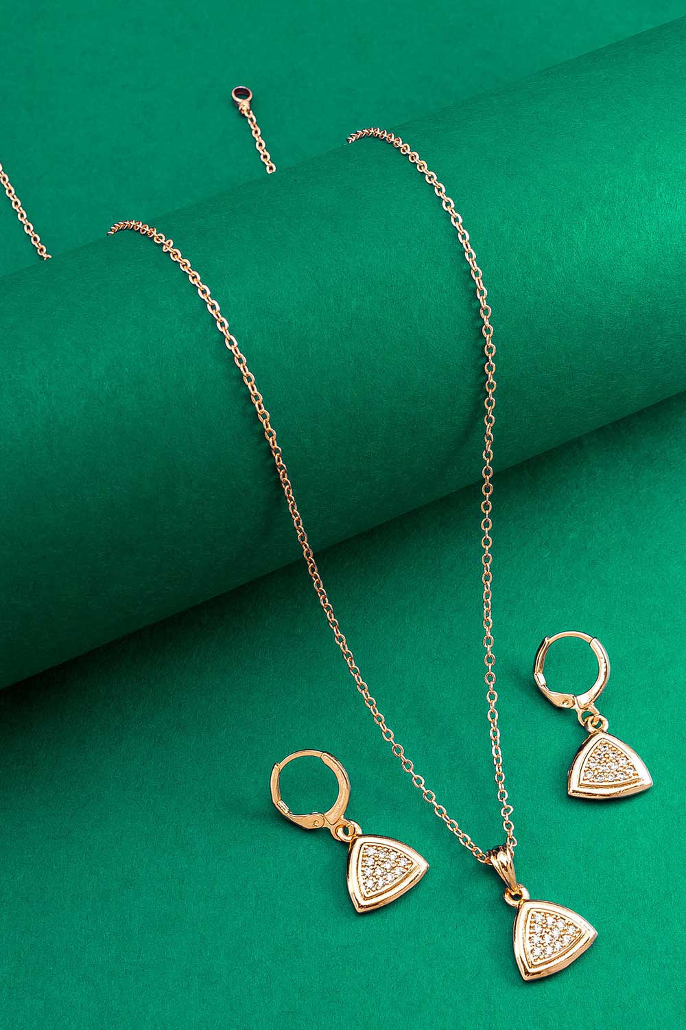 Rose Gold American Diamond Pendant Set