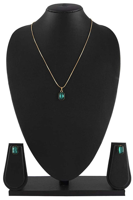 Buy Women's Copper Chain with Earring in Green Online - Back