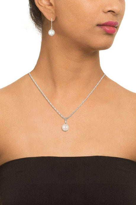 Buy Women's Brass Chain with Earring in White Online - Back