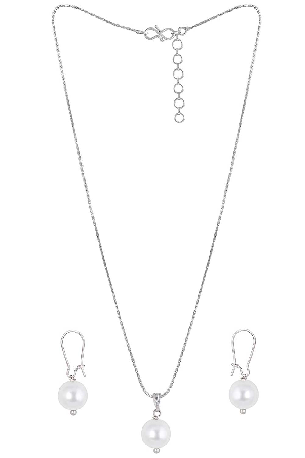 Buy Women's Brass Chain with Earring in White Online - Front