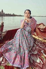 Buy Grey Modal Pashmina Printed Solid Saree Online - KARMAPLACE