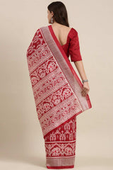 Pink Bhagalpuri Silk Printed Saree