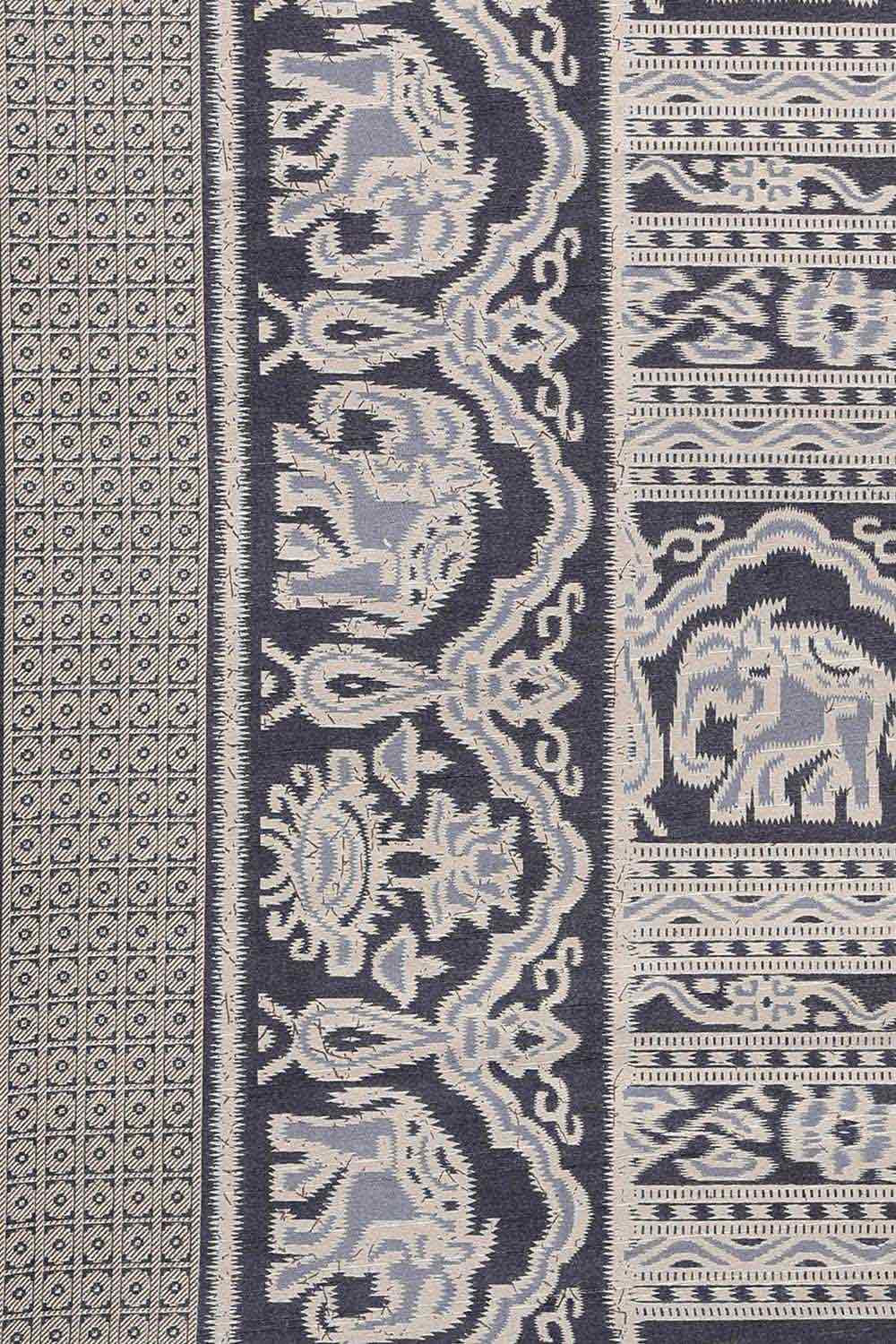 Navy Blue Bhagalpuri Silk Printed Saree
