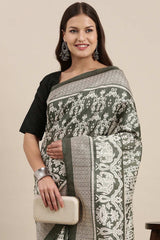 Olive Bhagalpuri Silk Printed Saree