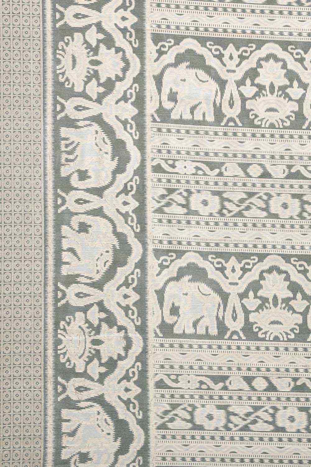 Grey Bhagalpuri Silk Printed Saree