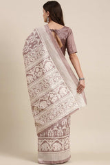 Mauve Bhagalpuri Silk Printed Saree