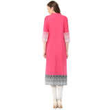 Blended Cotton Printed Kurta Top In Pink