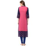 Blended Cotton Printed Kurta Top In Pink