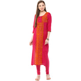 Blended Cotton Printed Kurta Top In Pink