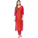 Blended Cotton Printed Kurta Top In Pink