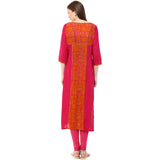 Blended Cotton Printed Kurta Top In Pink