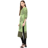 Blended Cotton Printed Kurta Top In Green