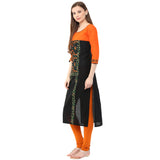 Blended Cotton Printed Kurta Top In Black