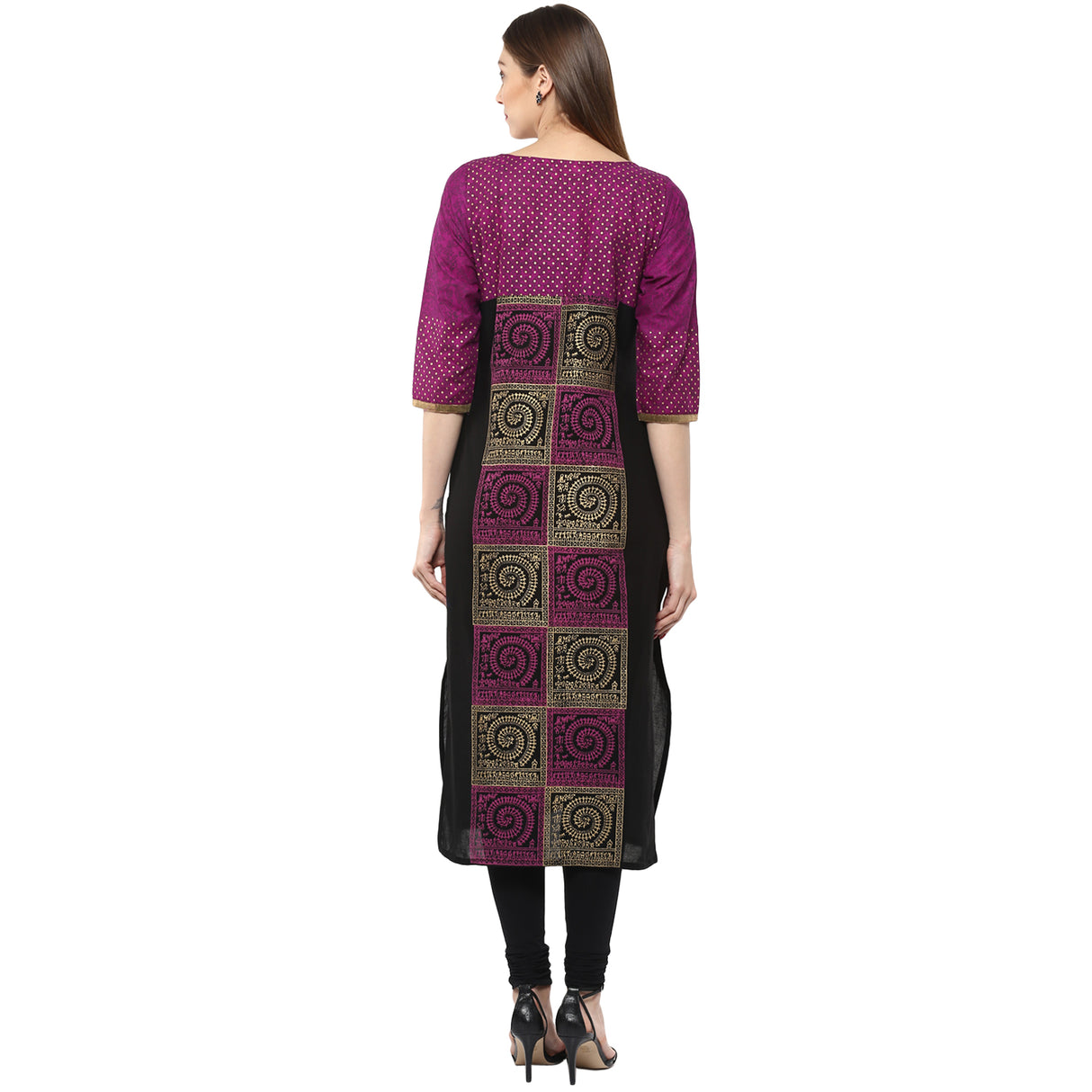 Blended Cotton Printed Kurta Top In Purple