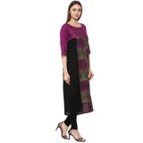 Blended Cotton Printed Kurta Top In Purple