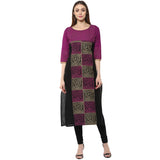 Blended Cotton Printed Kurta Top In Purple