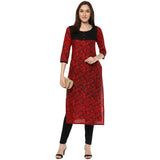 Blended Cotton Printed Kurta Top In Black