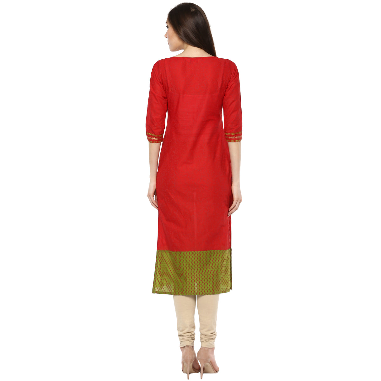 Blended Cotton Printed Kurta Top In Red