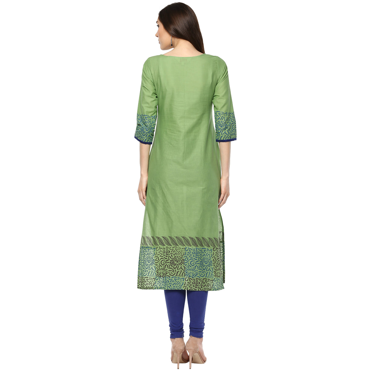 3/ 4 Sleeve Green Kurti Online 