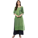 Blended Cotton Printed Kurta Top In Green