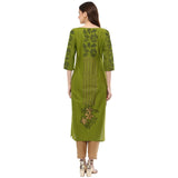 Blended Cotton Printed Kurti Top In Green