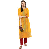 Blended Cotton Printed Kurta Top In Mustard