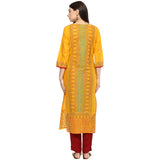 Blended Cotton Printed Kurta Top In Mustard