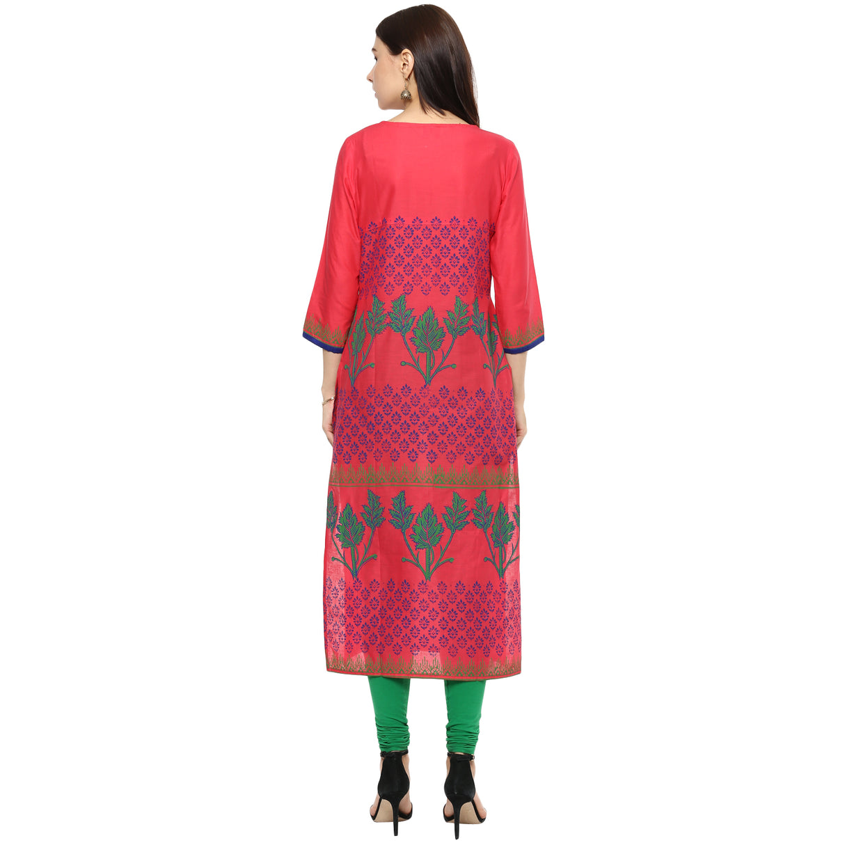 Blended Cotton Printed Kurta Top In Pink