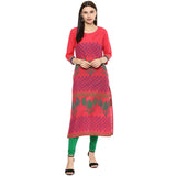 Blended Cotton Printed Kurta Top In Pink