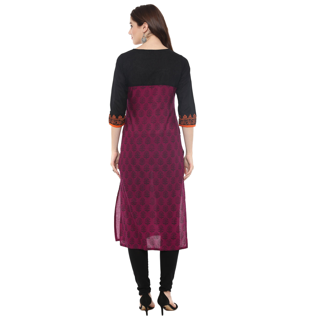 Blended Cotton Printed Kurta Top In Purple