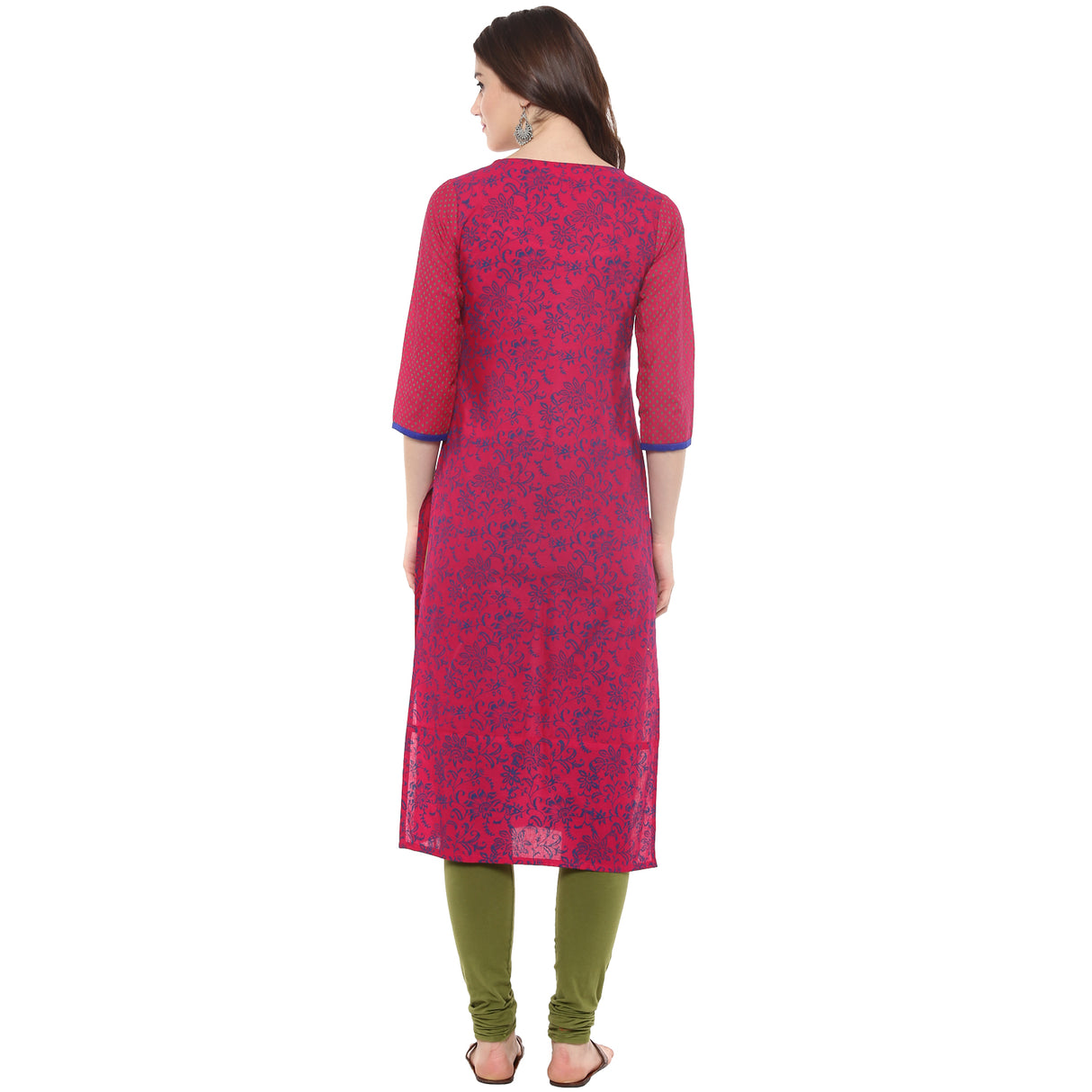 Blended Cotton Printed Kurta Top In Pink