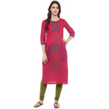 Blended Cotton Printed Kurta Top In Pink