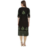 Blended Cotton Printed Kurta Top In Black