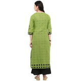 Blended Cotton Printed Kurta Top In Green