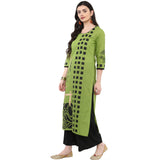 Blended Cotton Printed Kurta Top In Green