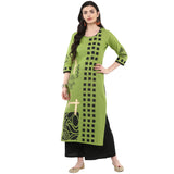 Blended Cotton Printed Kurta Top In Green