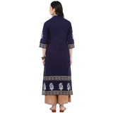 Blended Cotton Printed Kurta Top In Blue