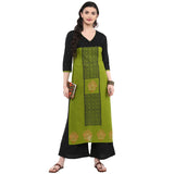 Blended Cotton Printed Kurta Top In Green