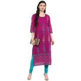 Blended Cotton Printed Kurta Top In Purple