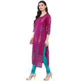 Blended Cotton Printed Kurta Top In Purple